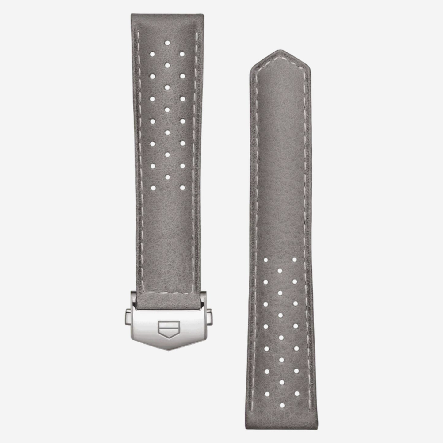 Grey Perforated Leather Carrera Watch Strap – 39 mm