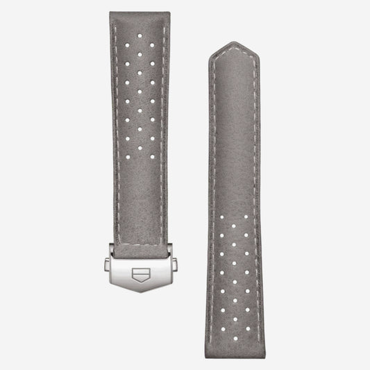 Grey Perforated Leather Carrera Watch Strap – 39 mm