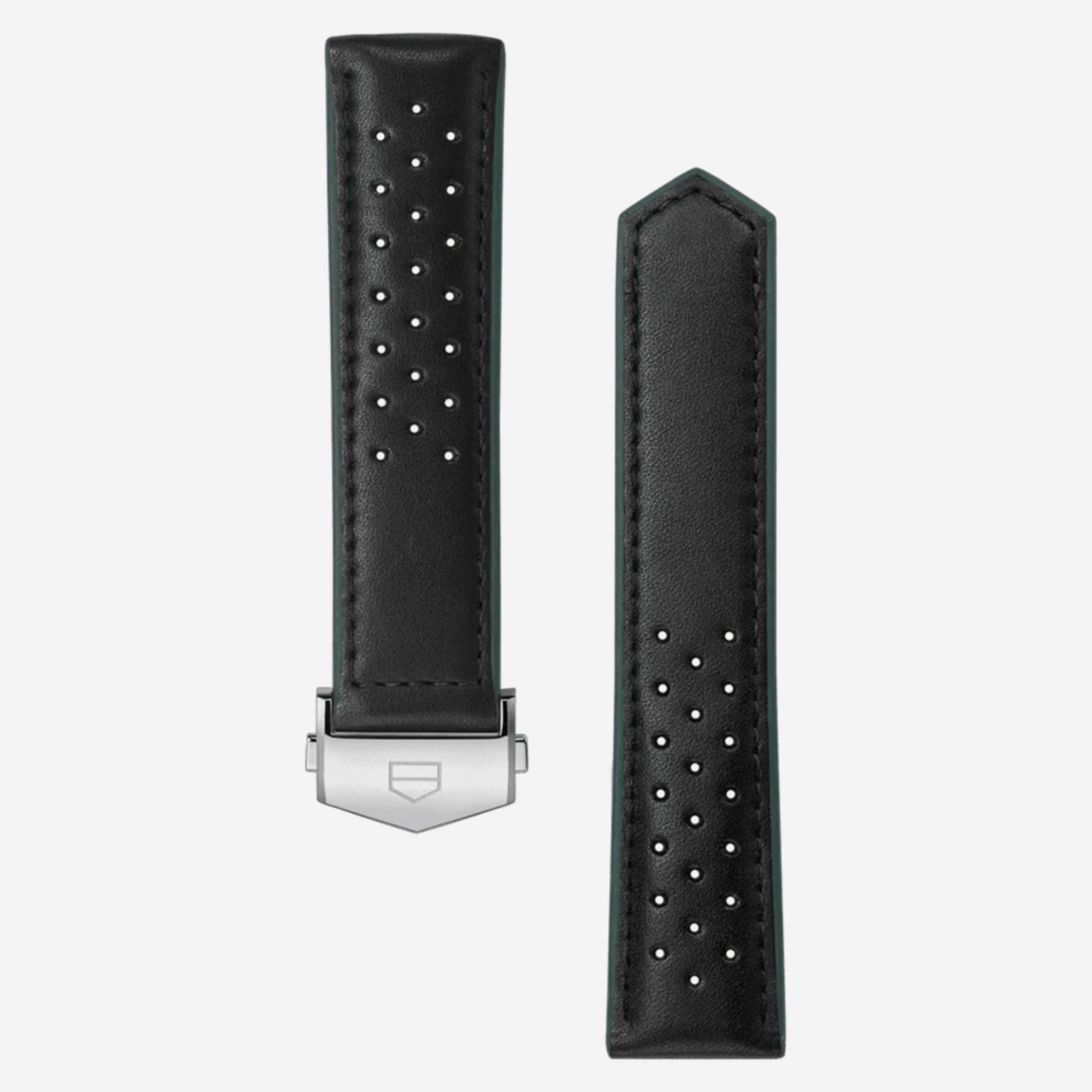 Black Perforated Leather Carrera Watch Strap – 41 mm
